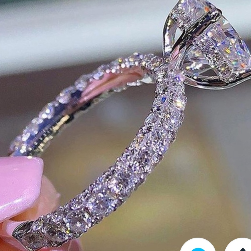 3 carat oval CZ Crystal & Sterling engagement Ring